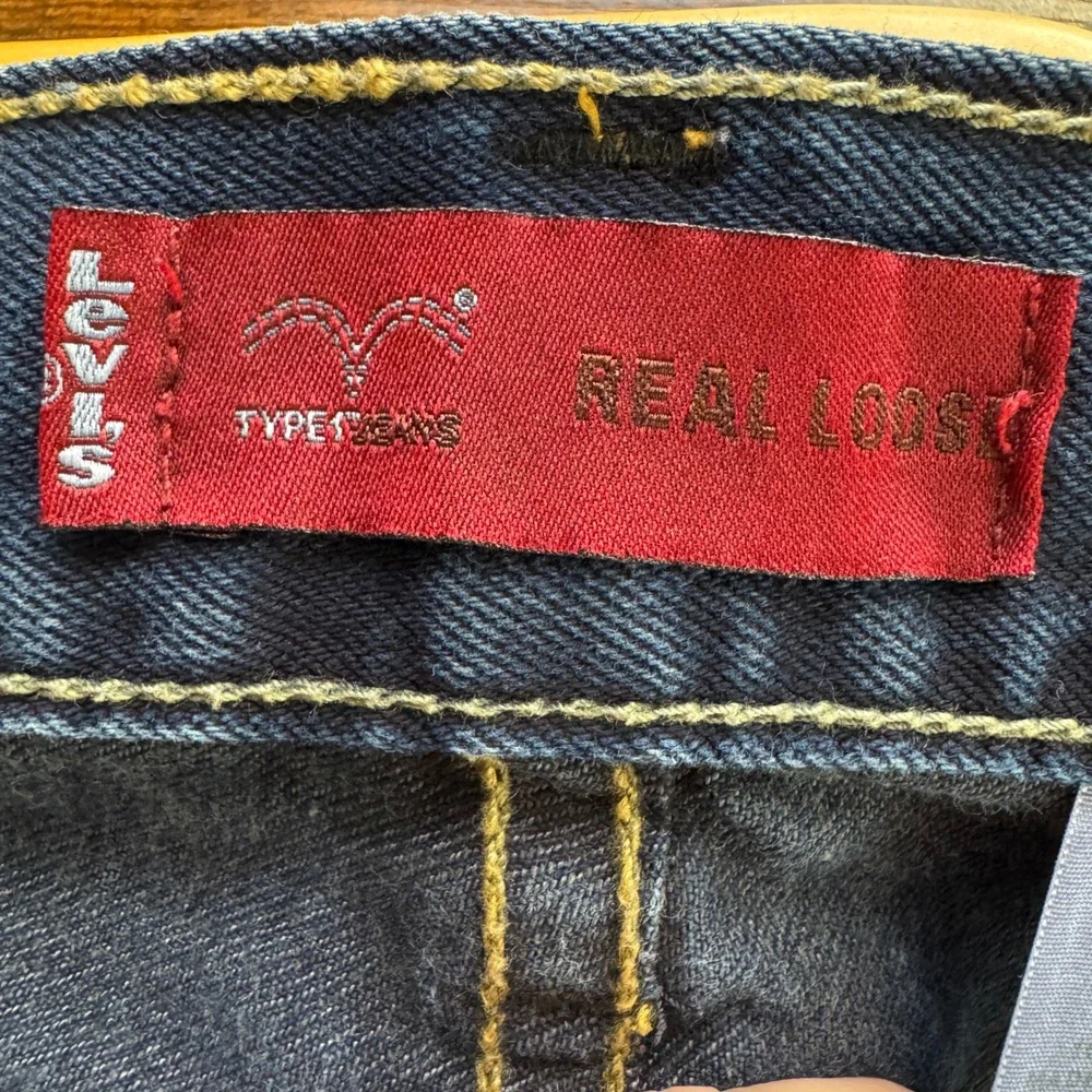 Levis Type 1 Real Loose‎ Jeans Mens 34x30 Dark Wash Baggy Wide Leg Denim Vintage